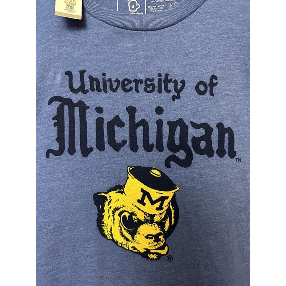 The Mitten State UofM Michigan Crew Neck Blue TShirt Size Small Unisex Wolverine - Picture 3 of 7